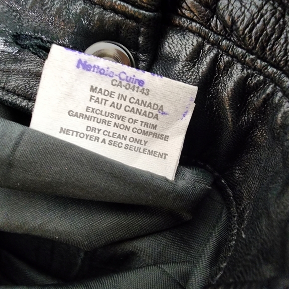 Vintage High Waist Black Leather Pant Pleated Front Taper Leg Lined Waist 28.5" - Picture 16 of 16